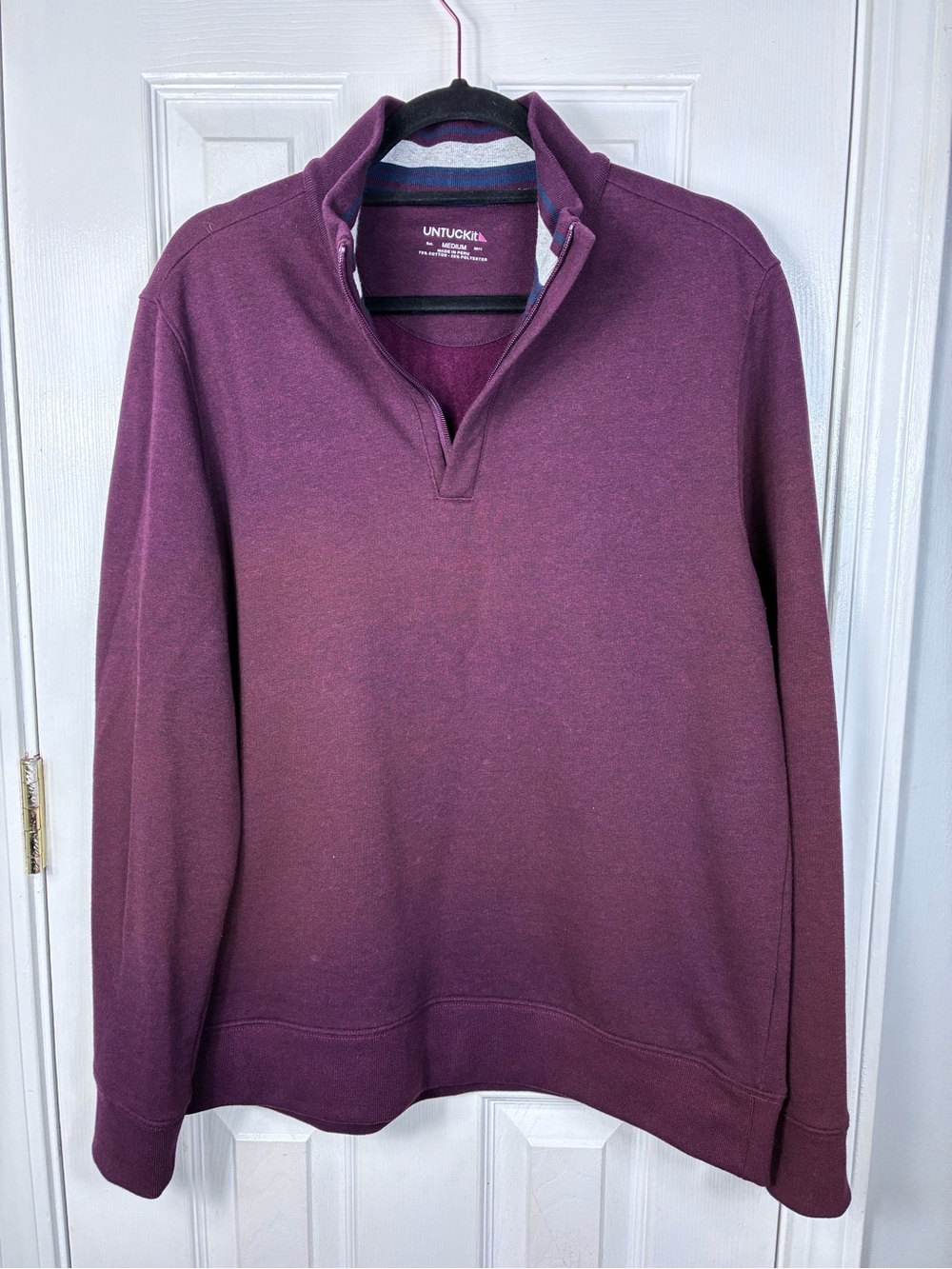 UNTUCKit Men's Medium Quarter-Zip Sweater Burgundy